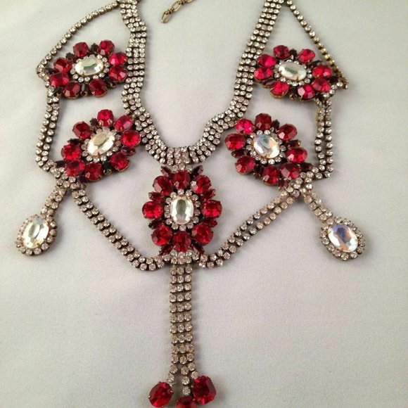 Brass Rhinestone Brazilian Carnival Necklace Bib